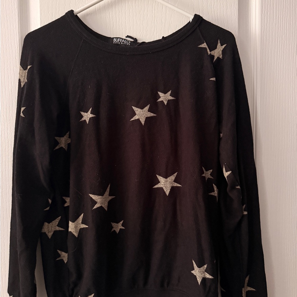 Buffalo David Bitton Black Sweater with Silver Star Print